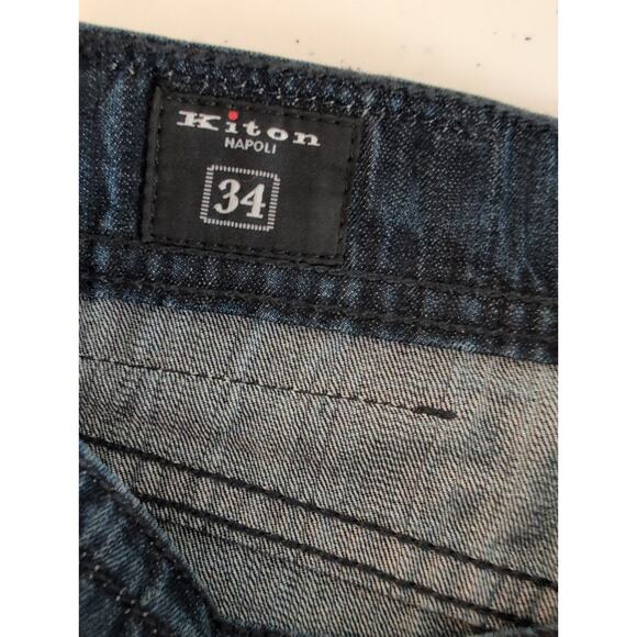 Kiton Selvedge Jean Men Size 34 (32x30)* Button Fly Straight Leg Dark Wash Italy - Picture 7 of 16